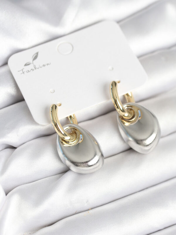 Damla Model Gümüş Gold Renk Küpe