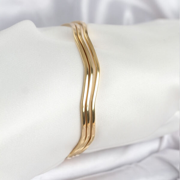 Çelik Gold Renk 65 mm Ajda Zikzak Model 3lü Bileklik