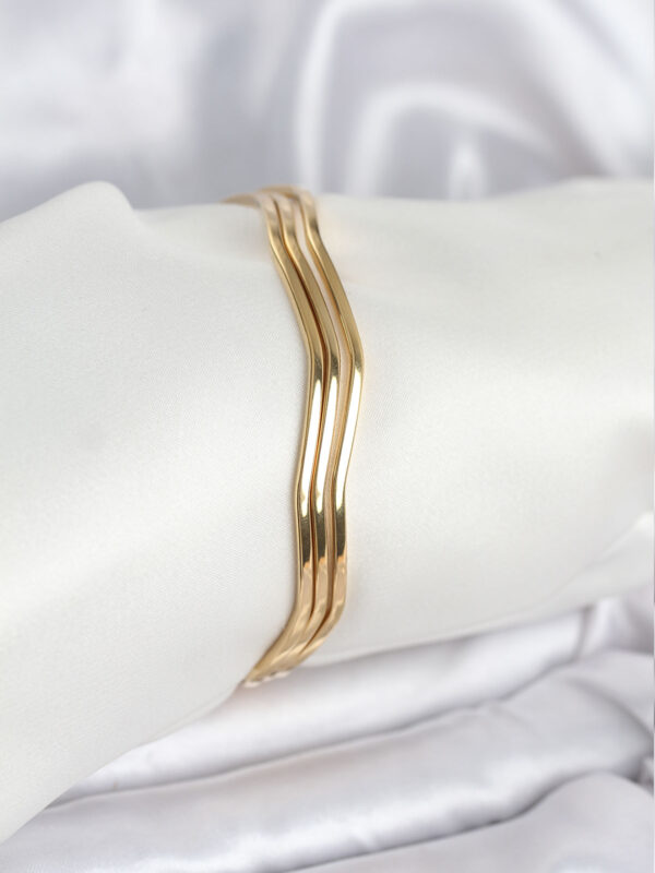 Çelik Gold Renk 65 mm Ajda Zikzak Model 3lü Bileklik