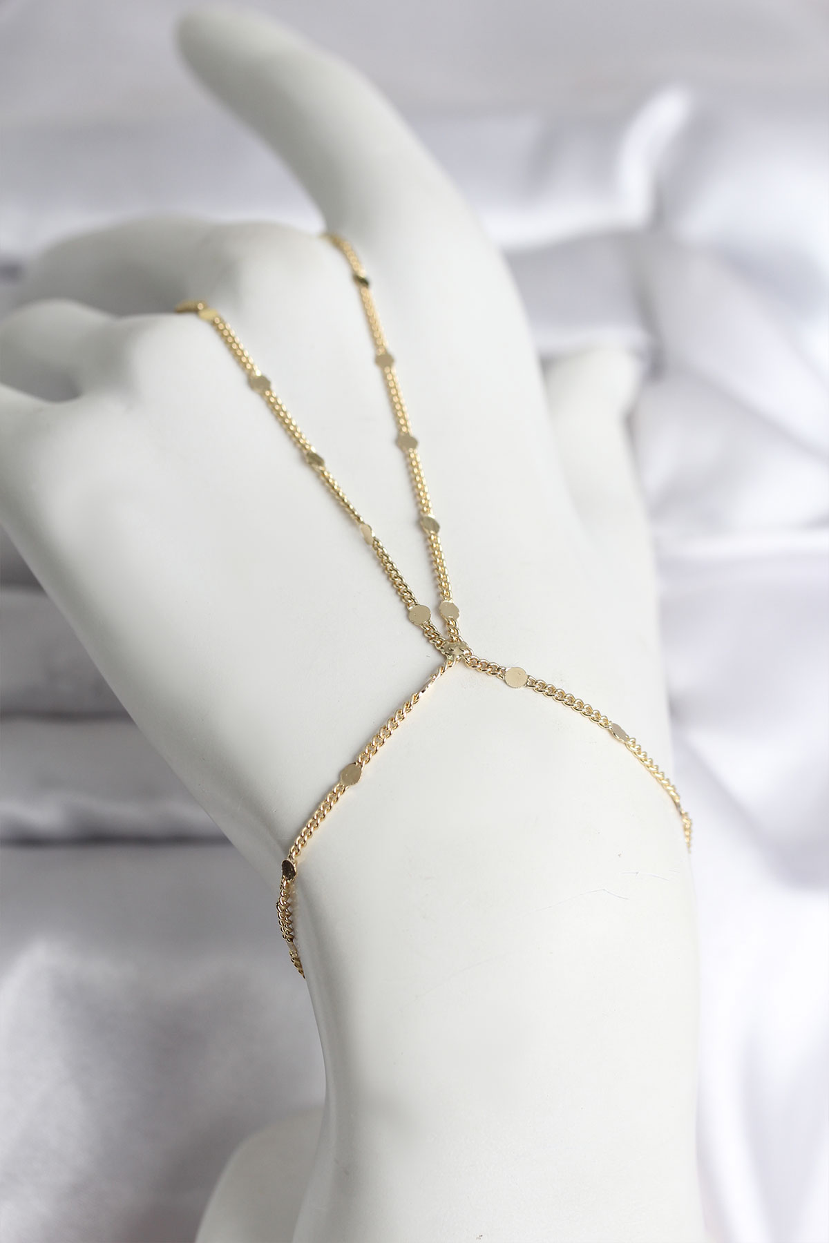 Çelik Gold Renk Parçalı Ezme Zincir Model Şahmeran