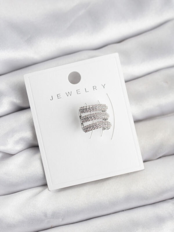 Gümüş Renk Zirkon Taşlı Earcuff Kıkırdak Küpe