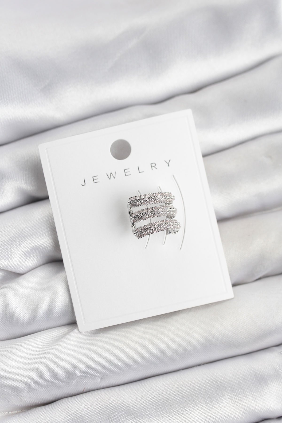 Gümüş Renk Zirkon Taşlı Earcuff Kıkırdak Küpe