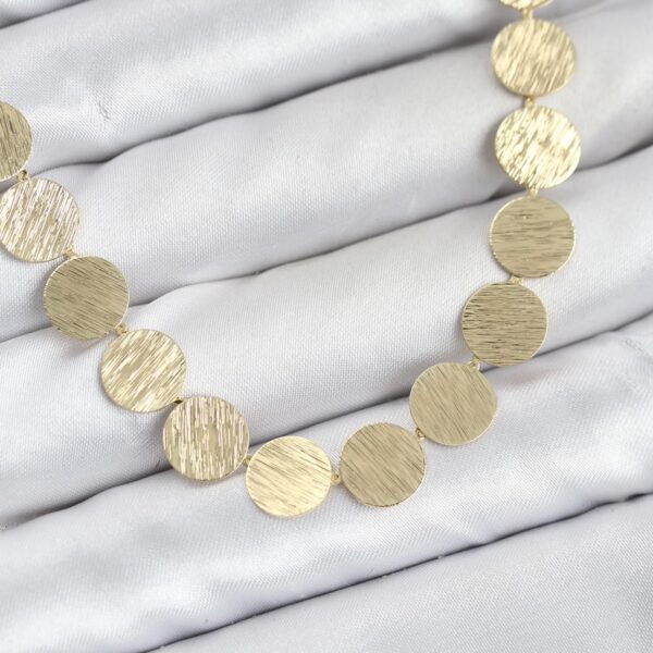 Yuvarlak Plaka Model Gold Renk Kolye