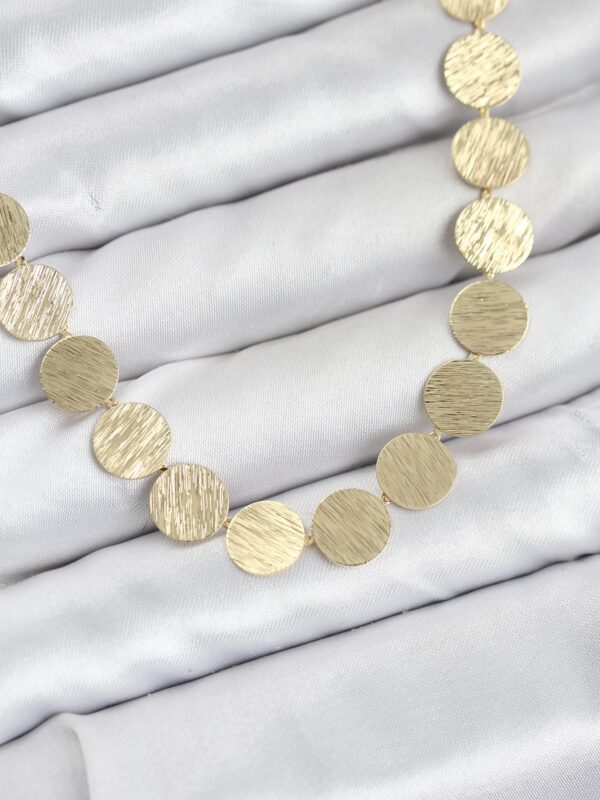 Yuvarlak Plaka Model Gold Renk Kolye