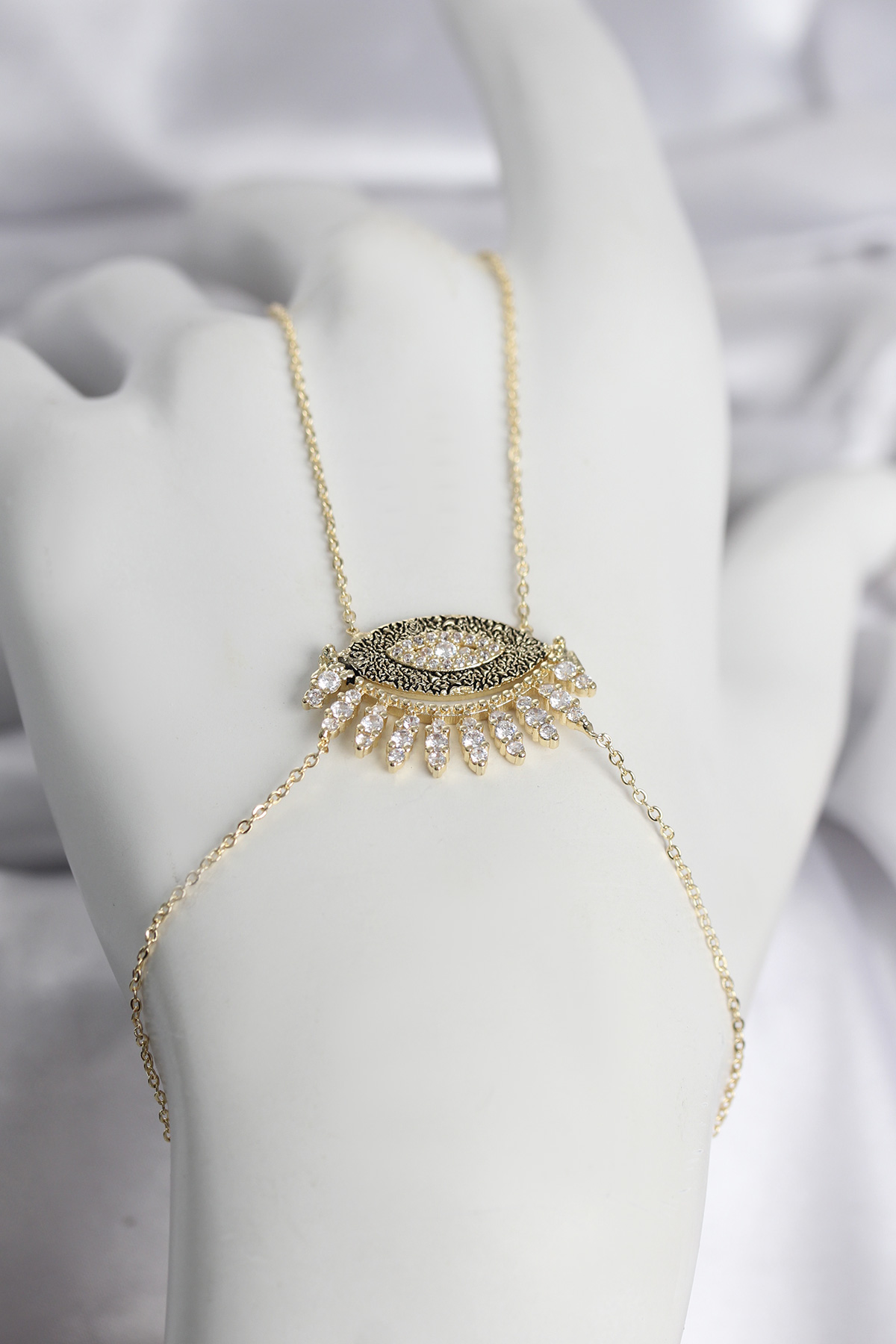 Gold Renk Zirkon Taşlı Göz Model Şahmeran
