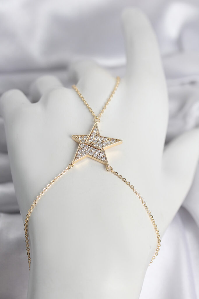 Gold Renk Zirkon Taşlı Yıldız Model Şahmeran