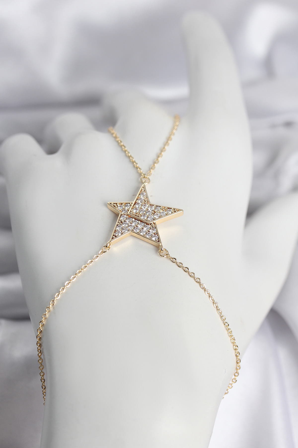 Gold Renk Zirkon Taşlı Yıldız Model Şahmeran