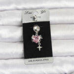 Cerrahi Çelik Pembe Zirkon Taşlı Model Göbek Piercing