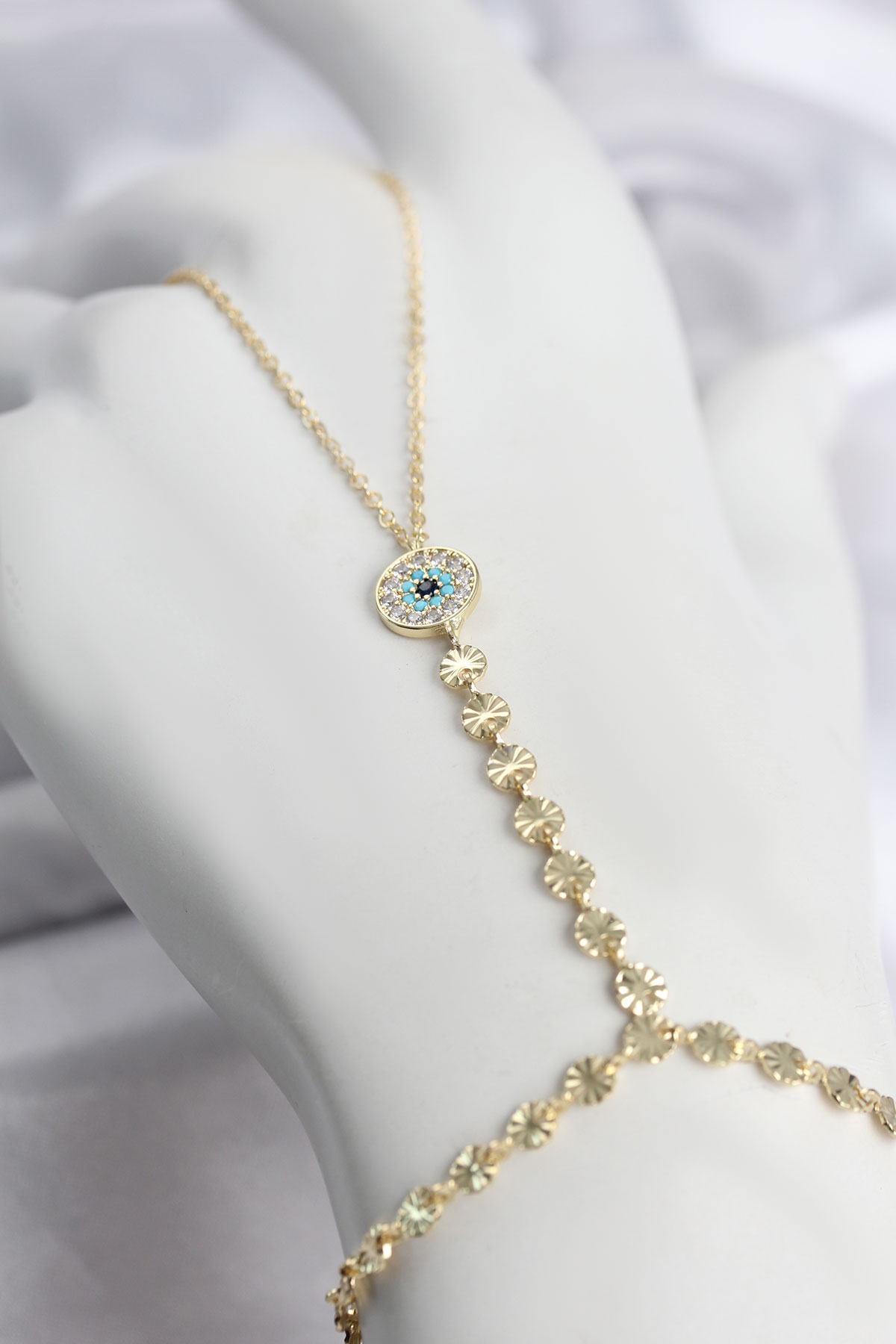 Gold Renk Zirkon Taşlı Nazar Model Şahmeran