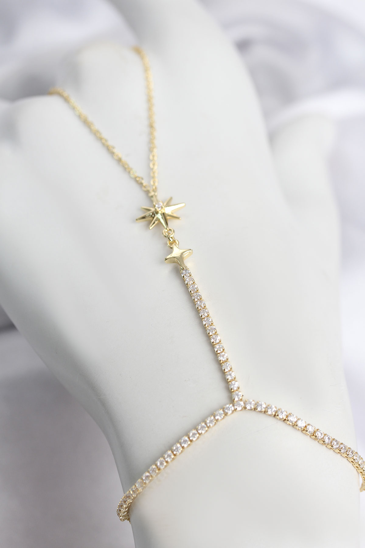 Gold Renk Zirkon Taşlı Kutup Yıldızı Model Şahmeran