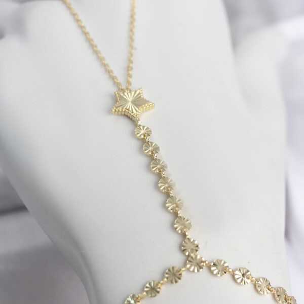 Gold Renk Lazerli Yıldız Model Zirkon Taşlı Şahmeran