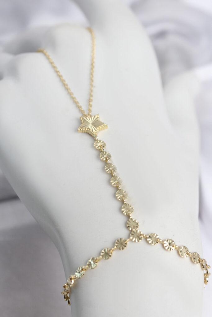 Gold Renk Lazerli Yıldız Model Zirkon Taşlı Şahmeran
