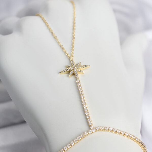 Gold Renk Zirkon Taşlı Kutup Yıldızı Model Şahmeran