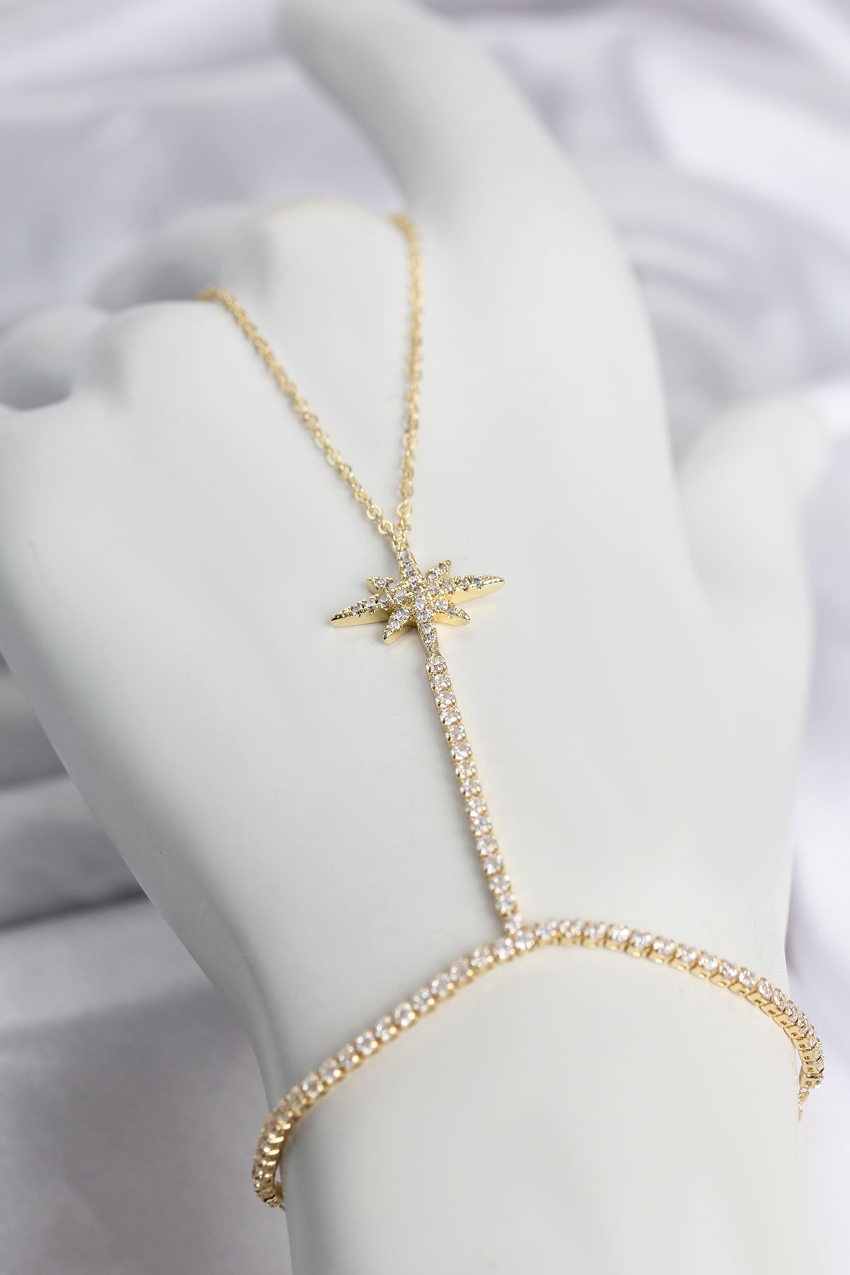 Gold Renk Zirkon Taşlı Kutup Yıldızı Model Şahmeran