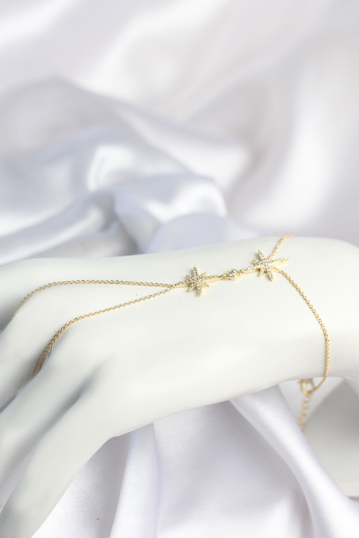 Gold Renk Kutup Yıldızı Model Zirkon Taşlı Şahmeran