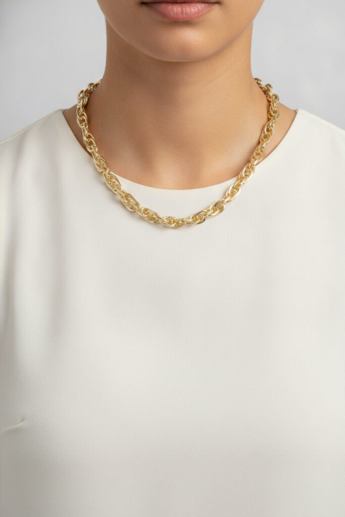 Kalın Burgu Model Gold Renk 60 cm Kolye