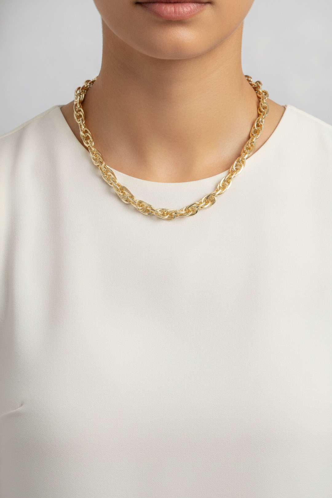 Kalın Burgu Model Gold Renk 60 cm Kolye