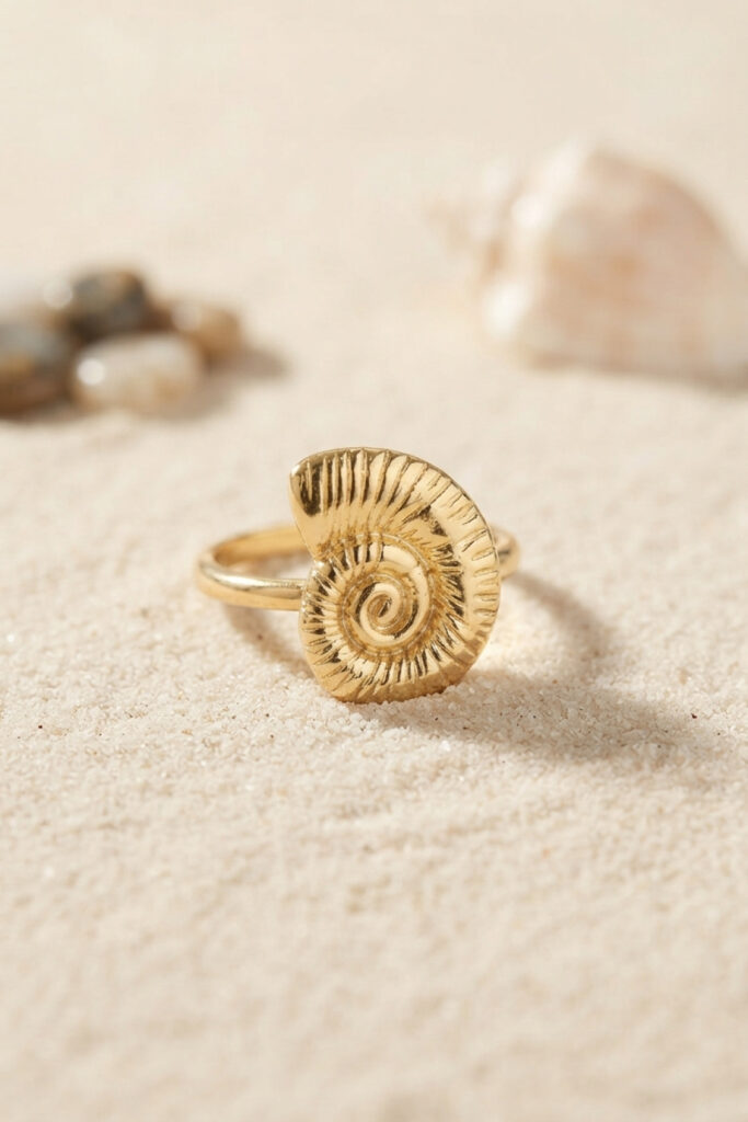 Nautilus Tasarım Gold Renk Yüzük