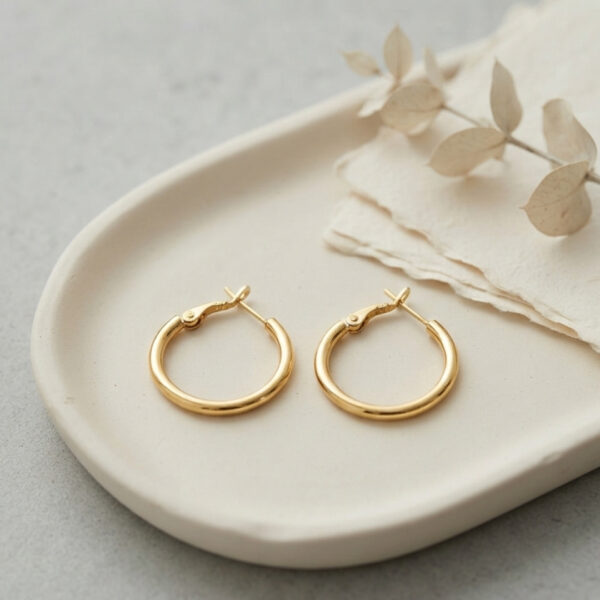 Çelik Gold Renk 22 mm Halka Küpe
