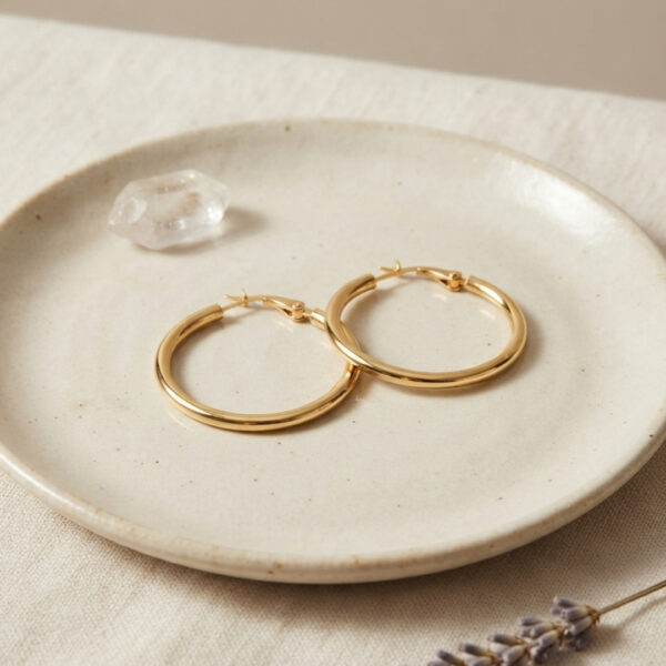 Çelik Gold Renk 28 mm Halka Küpe