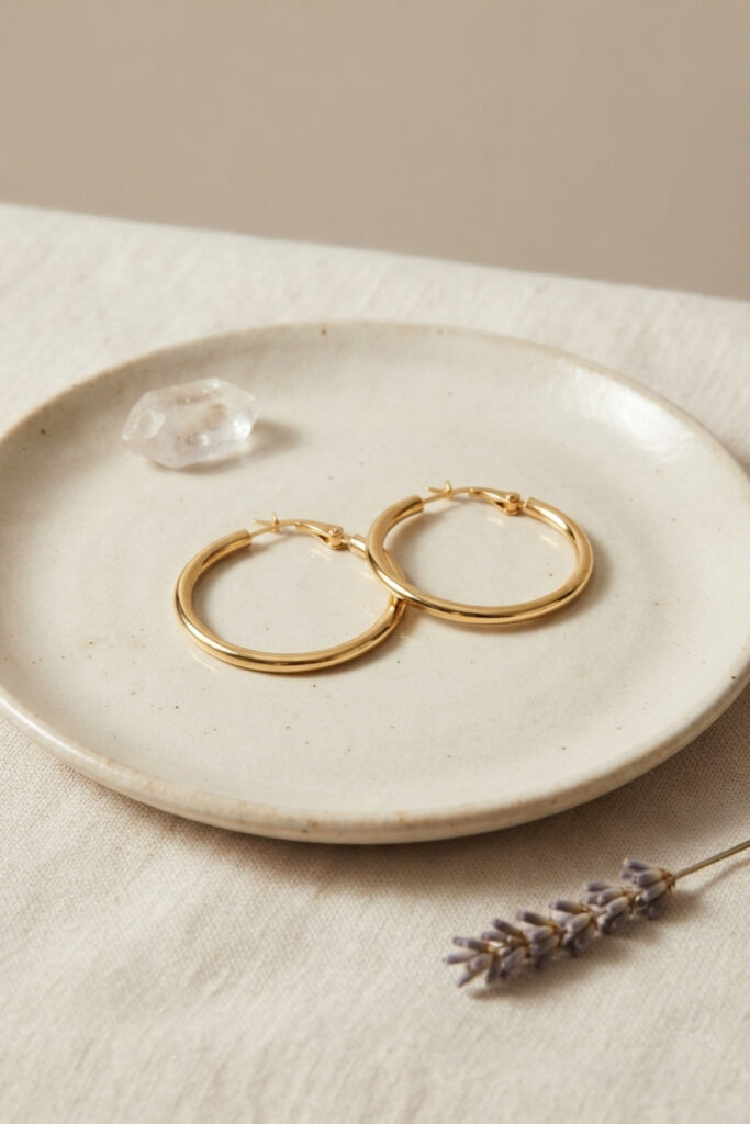 Çelik Gold Renk 28 mm Halka Küpe