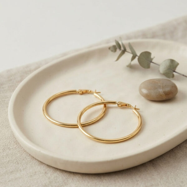 Çelik Gold Renk 36 mm Halka Küpe