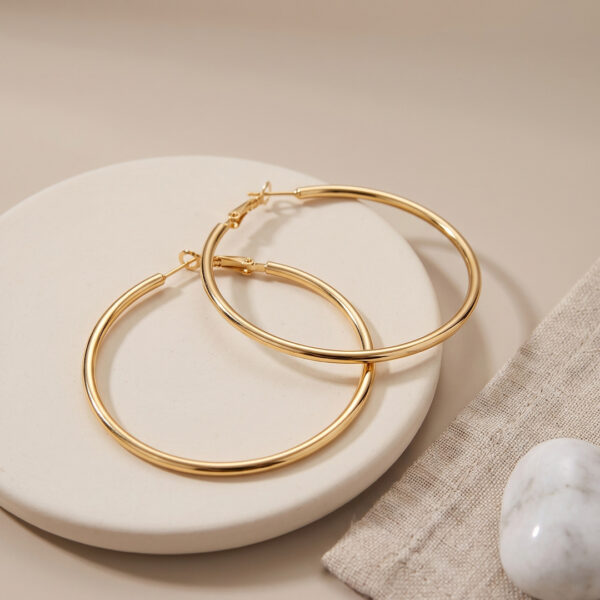 Çelik Gold Renk 46 mm Halka Küpe