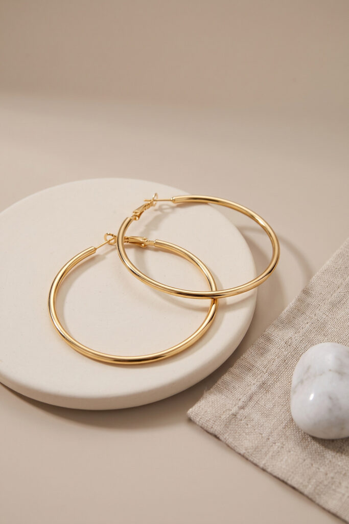 Çelik Gold Renk 46 mm Halka Küpe
