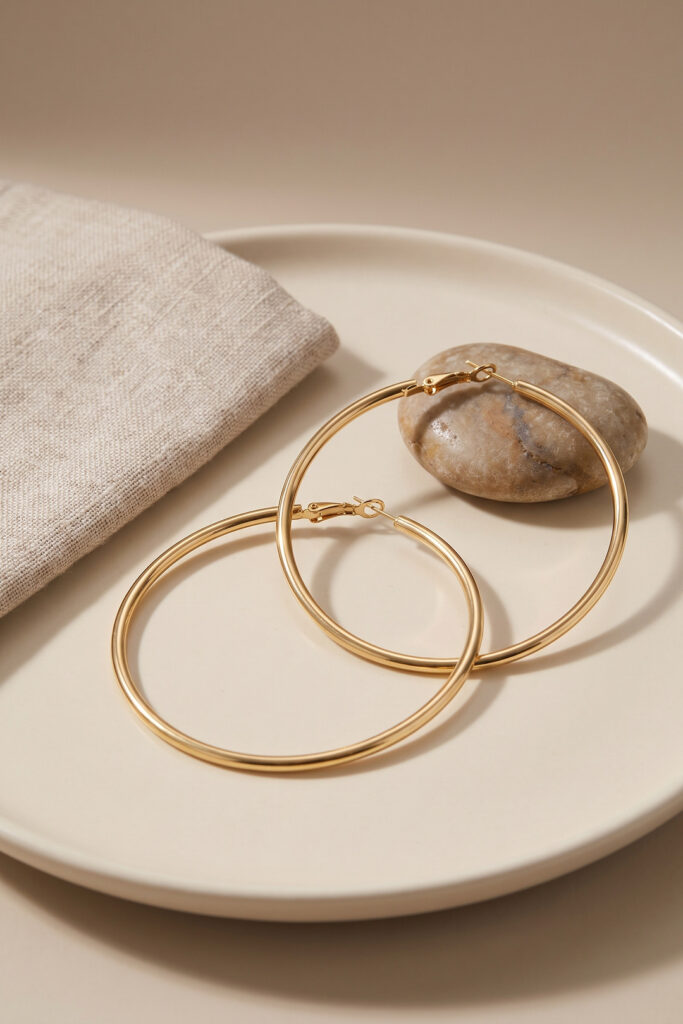 Çelik Gold Renk 56 mm Halka Küpe