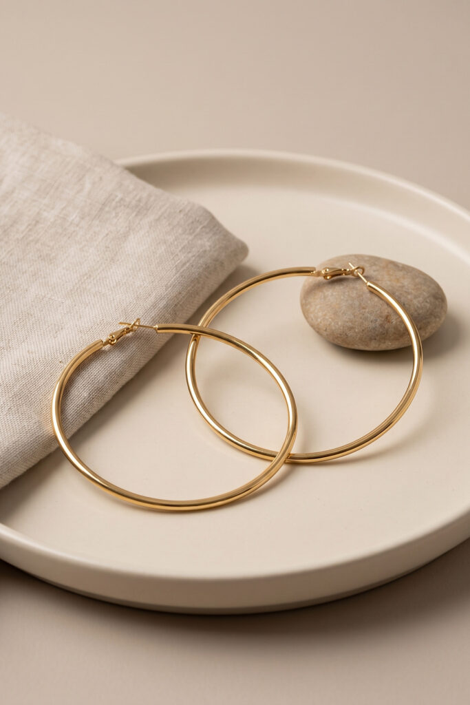Çelik Gold Renk 66 mm Halka Küpe