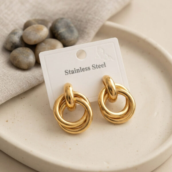 Çelik Gold Renk Halka Model Küpe