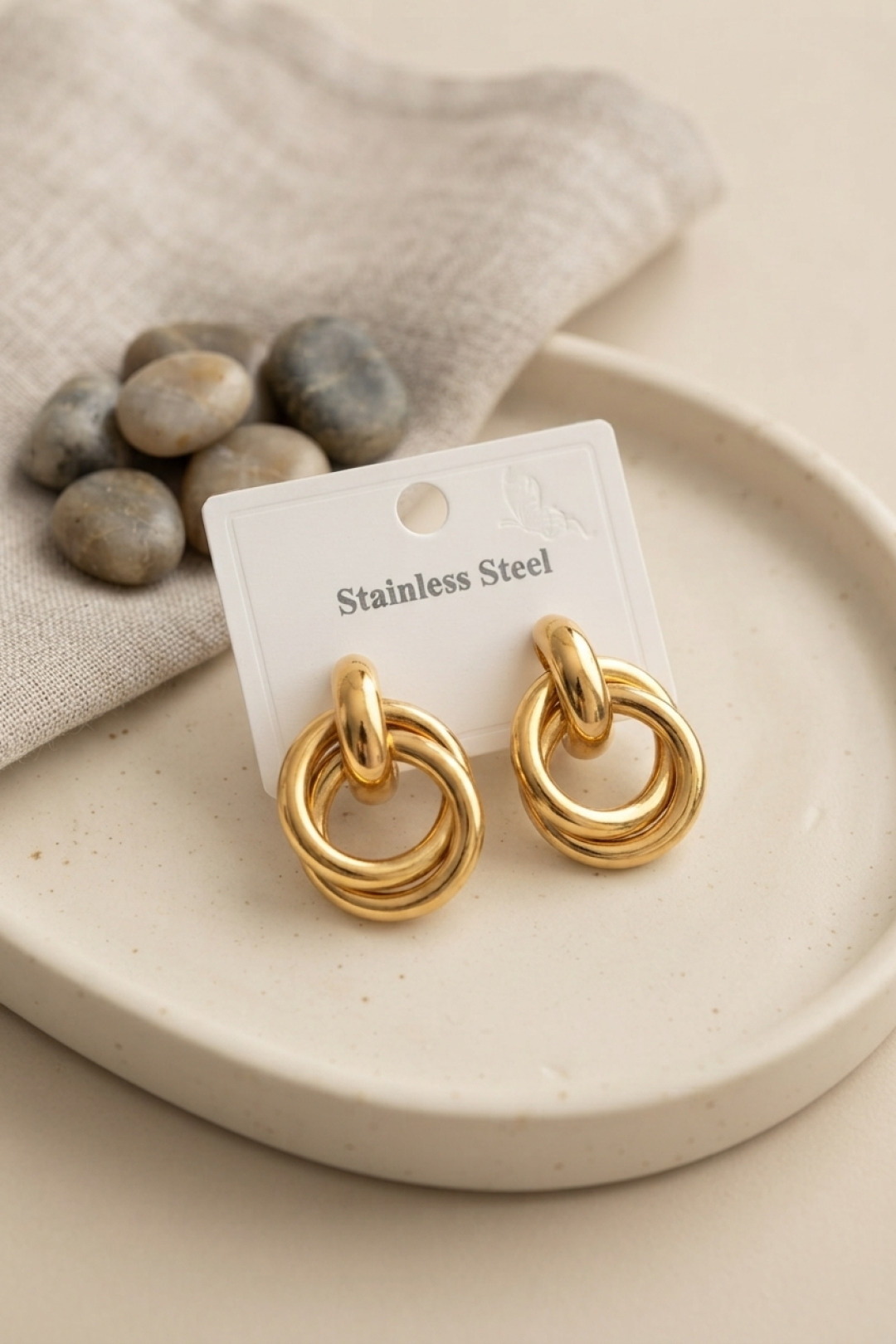 Çelik Gold Renk Halka Model Küpe