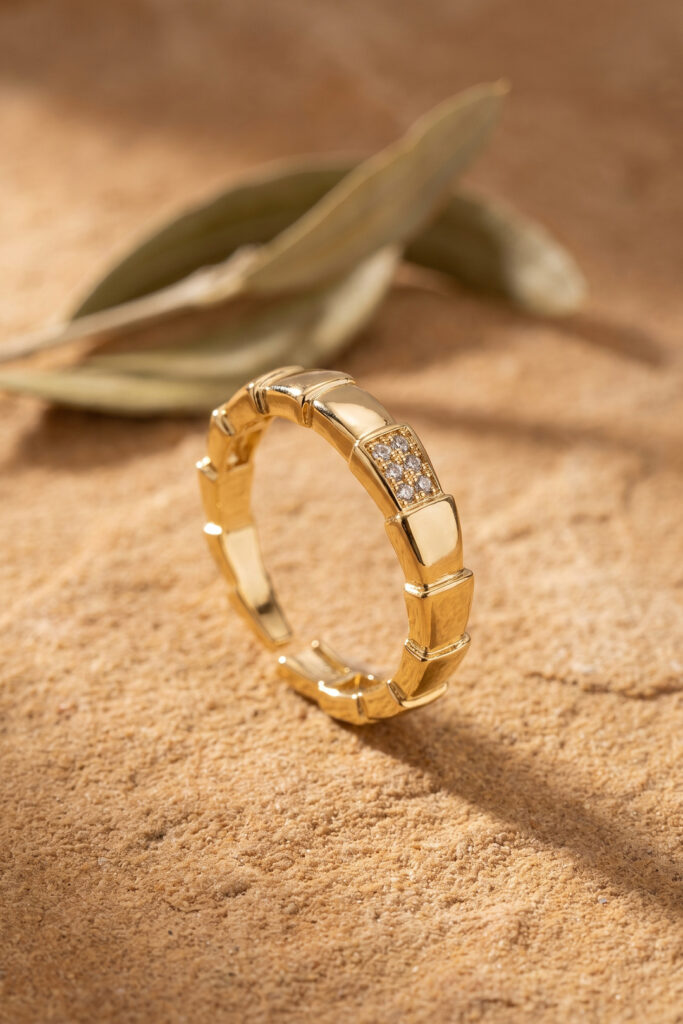 Gold Renk Yılan Model Zirkon Taşlı Yüzük