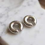 Çelik Gümüş Renk Çiftli Earcuff Küpe