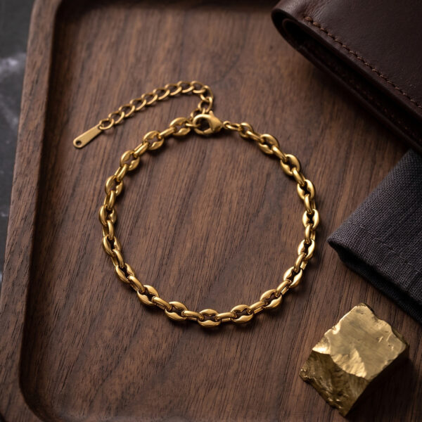 Çelik Gold Renk Rolo Zincir Model Erkek Bileklik