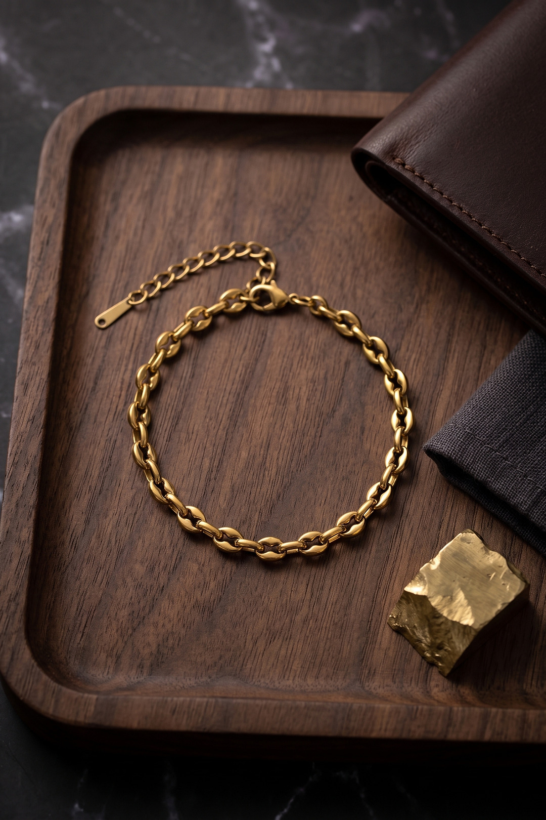 Çelik Gold Renk Rolo Zincir Model Erkek Bileklik