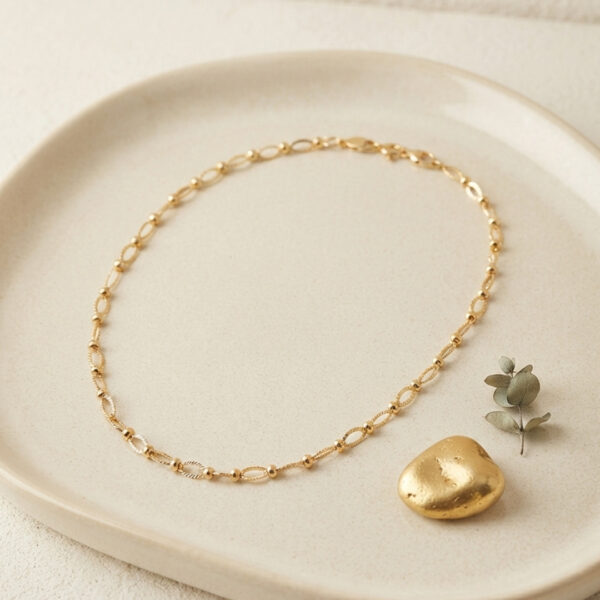 Top ve Halka Zincir Model 50 cm Gold Renk Kolye
