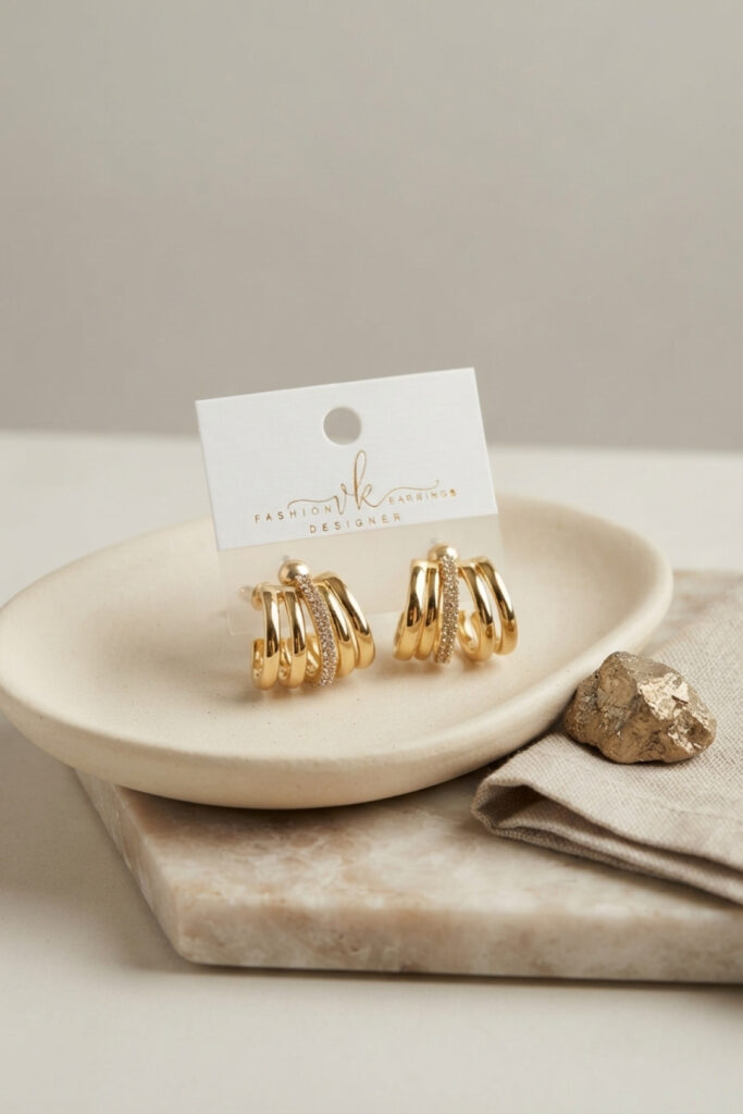Gold Renk Kafes Model Halka Küpe