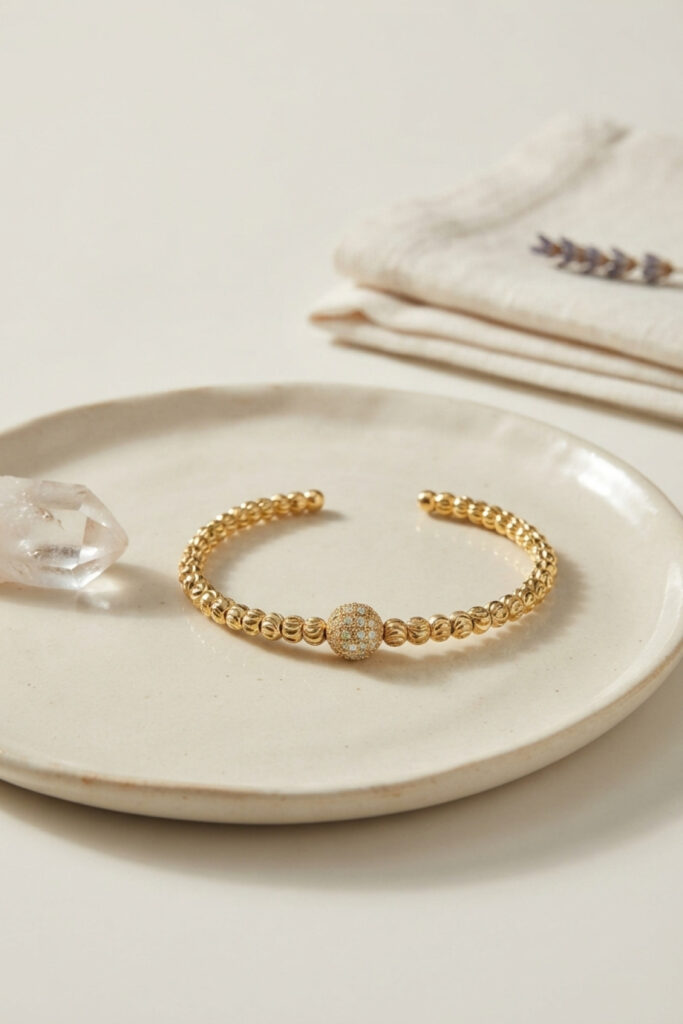 Gold Renk Dorika Model Zirkon Taşlı Bileklik