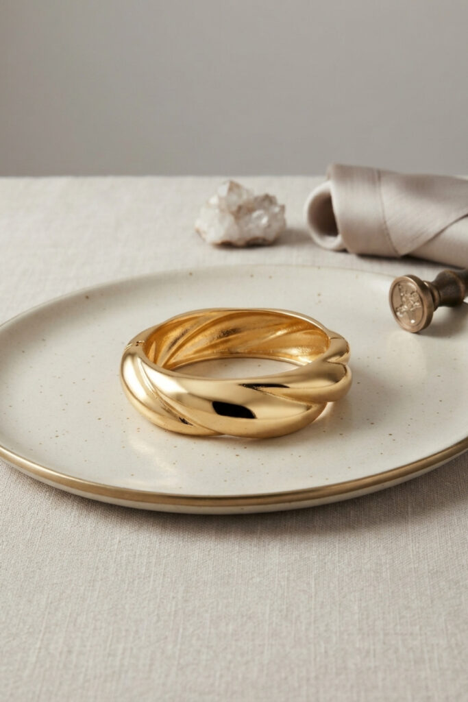 Gold Renk Sarmal Model Vintage Kalın Kelepçe Bilezik