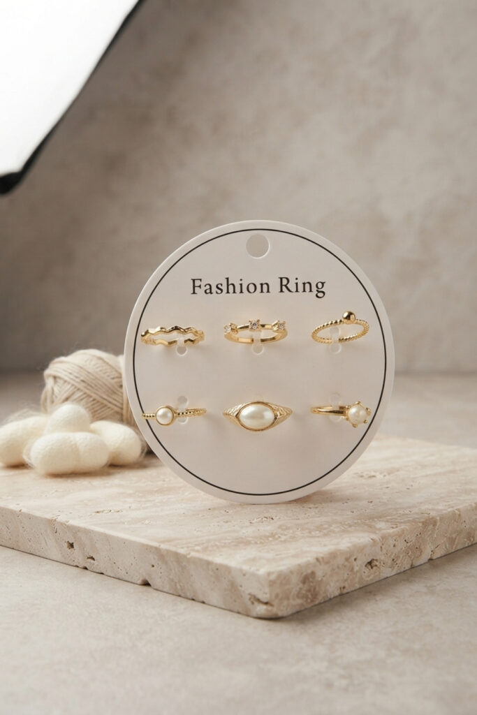 Gold Renk Vintage Detaylı 6'lı Yüzük Seti BYK4315