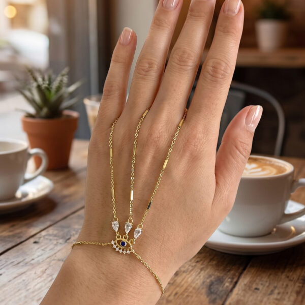 Gold Renk Zirkon Taşlı Göz Model Şahmeran