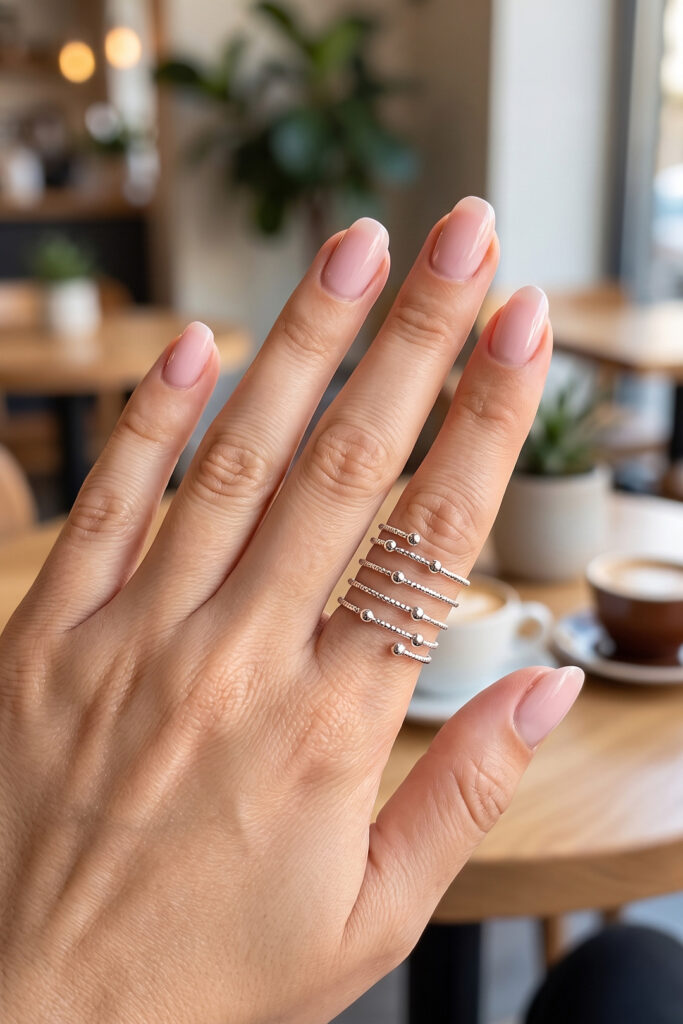 Gümüş Renk Spiral Topçuklu Model Yüzük