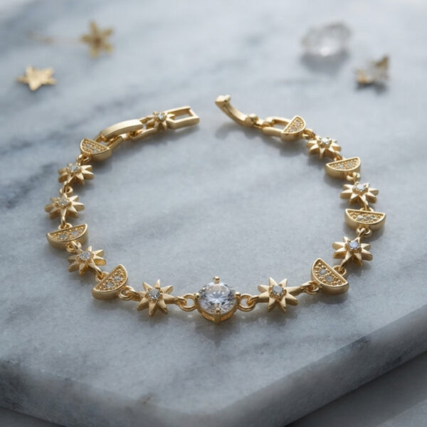 Gold Renk Celestial Yıldız ve Hilal Model Bileklik
