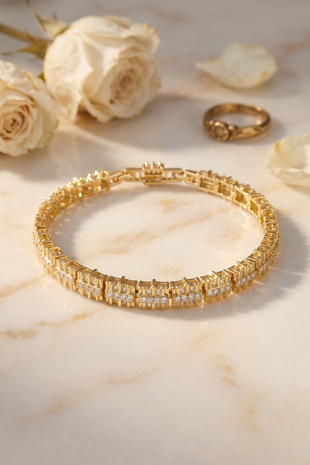 Gold Renk Elegance Zirkon Taşlı Bileklik